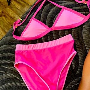 CHLOE 93 Play Street bikini bottoms & top pink barbie-core high rise cheeky- LRG